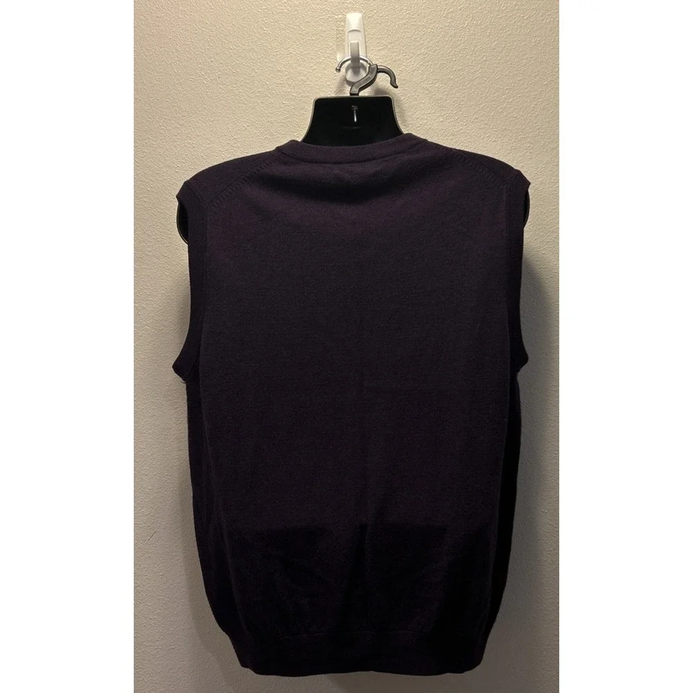 Turnbury V-Neck Sweater Vest Size XL Purple Extra Fine Merino‎ Wool